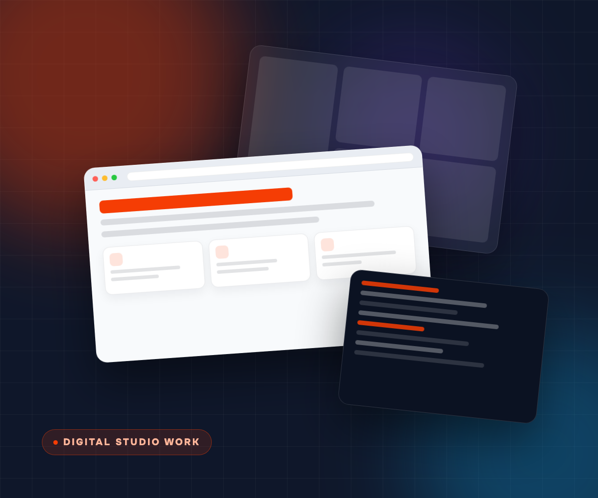 A website being built in the studio — layout, components and code side by side