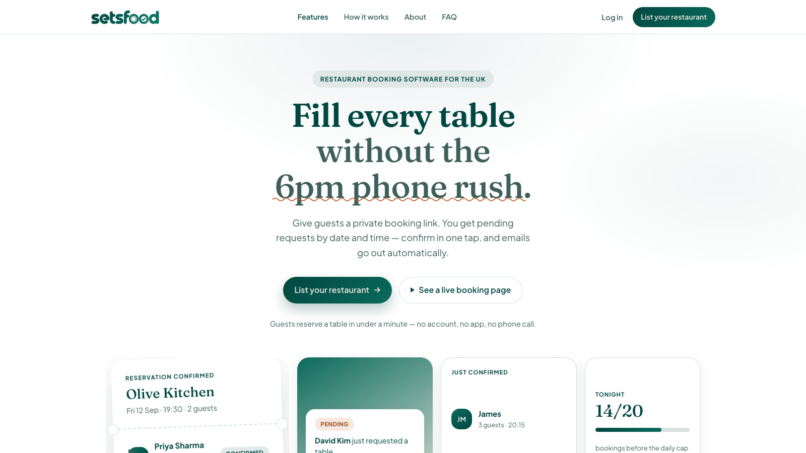 The SetsFood website